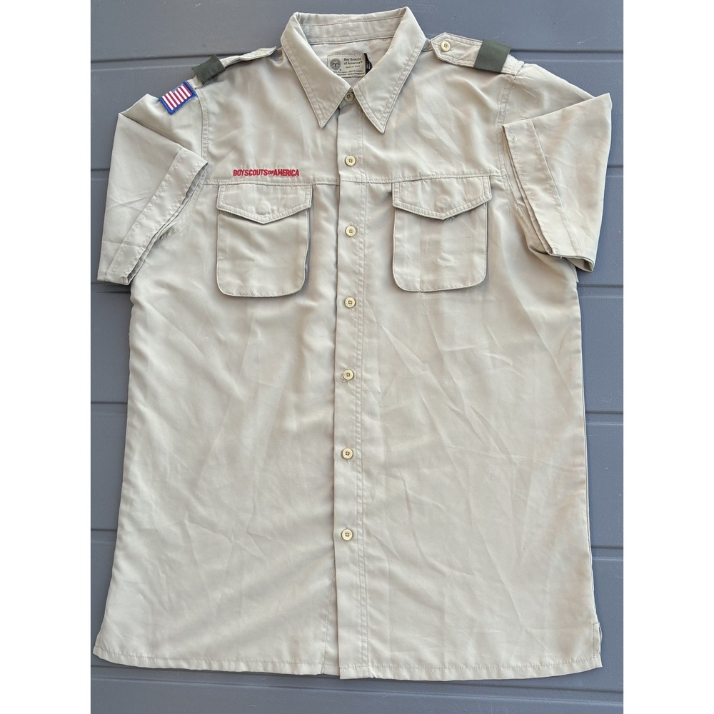 Vented Microfiber Poly Boy Scout BSA Uniform Shirt Mens Medium Short Sleeve